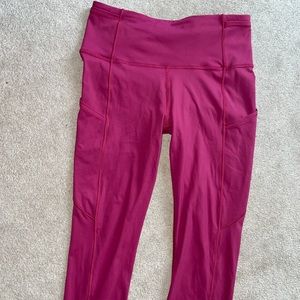Lululemon Fast & Free High-Rise Tight Cropped Pink